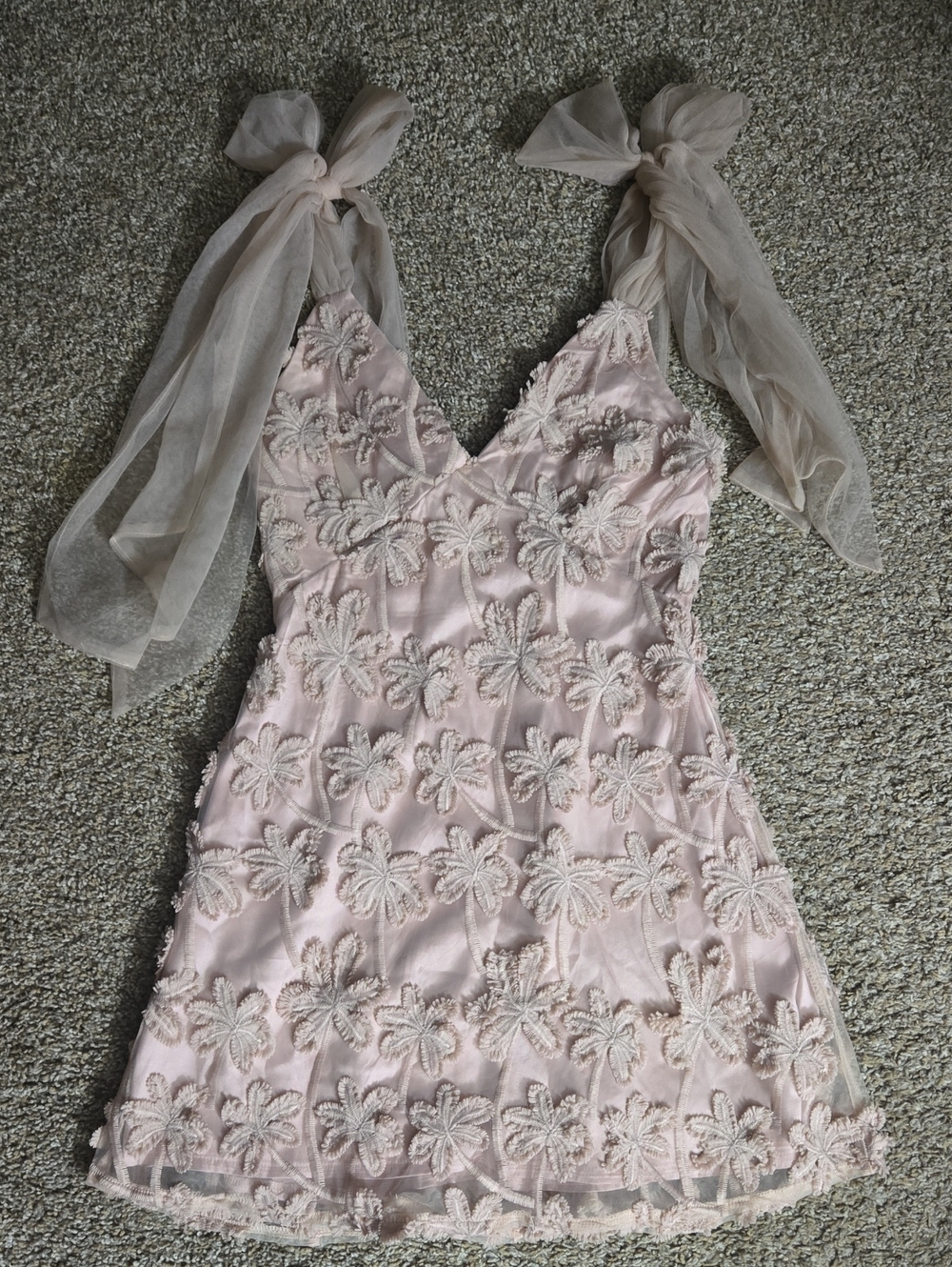Selfie Leslie Blush Pink Floral Embroidered Mini Dress